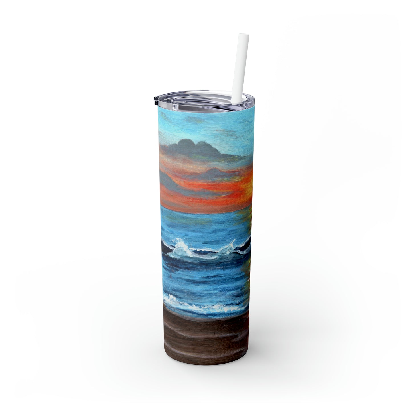 Sunset Beach | Skinny Tumbler with Straw | 20oz