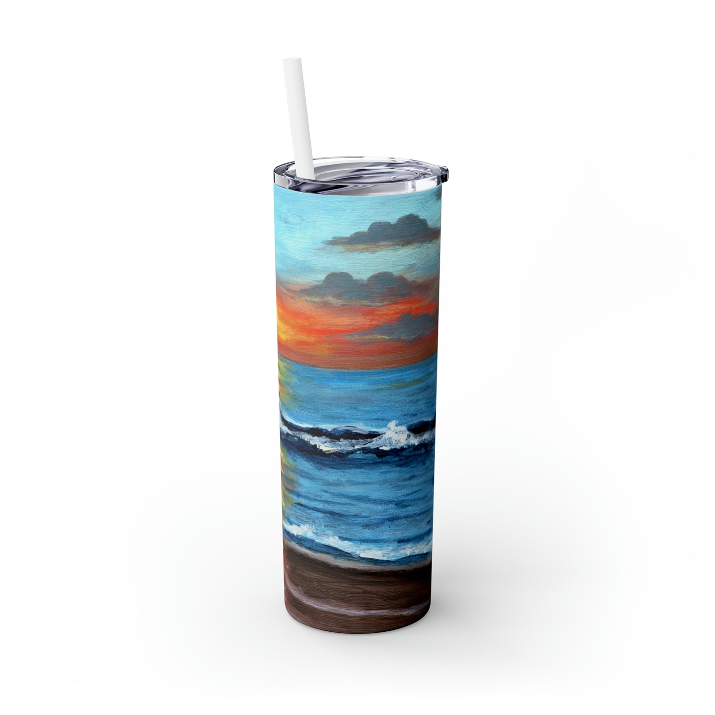 Sunset Beach | Skinny Tumbler with Straw | 20oz