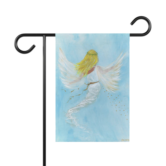 Angel Welcome Garden Flag 12"x 18"| Garden & House Decor | Original Painting Art Flag | Outdoor Yard Decor | Angel