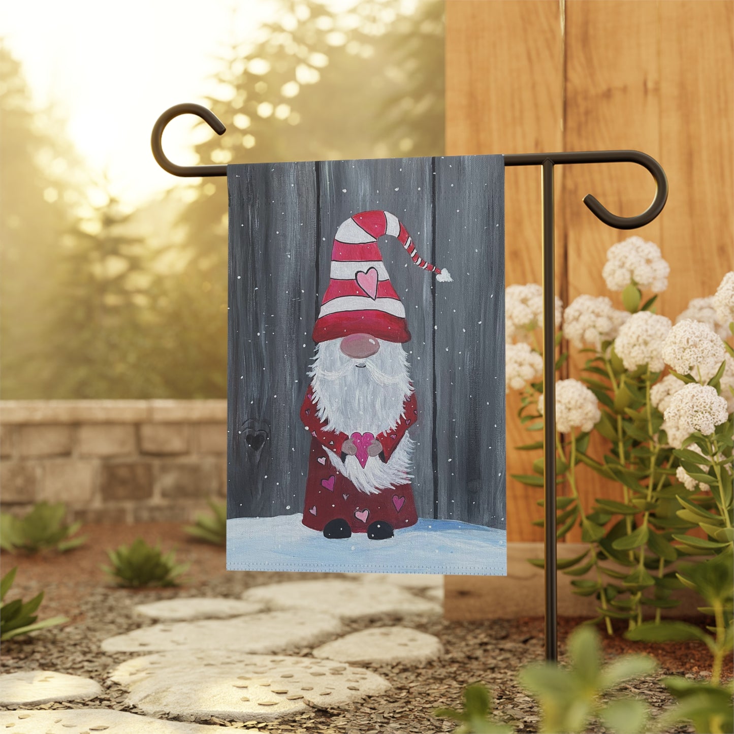 Valentine Gnome | Garden Banner