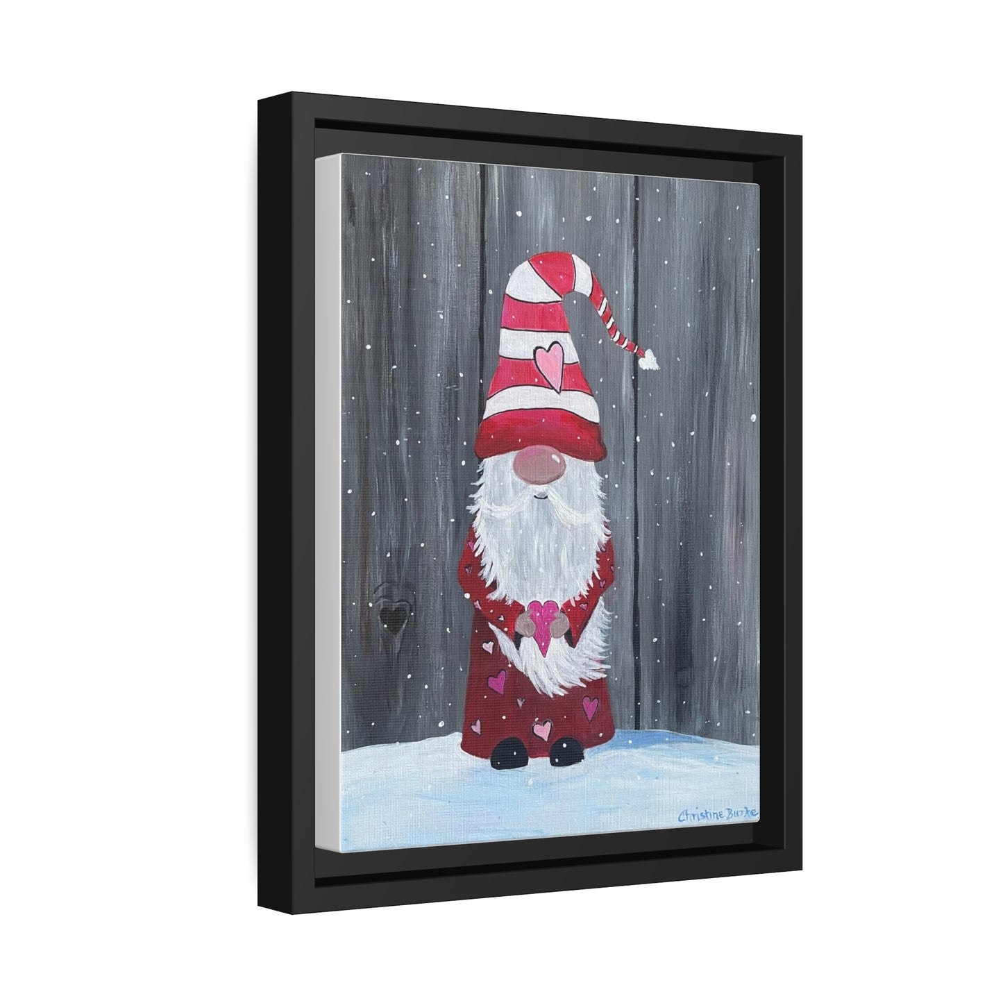 Valentine Gnome | Matte Canvas | Black Frame