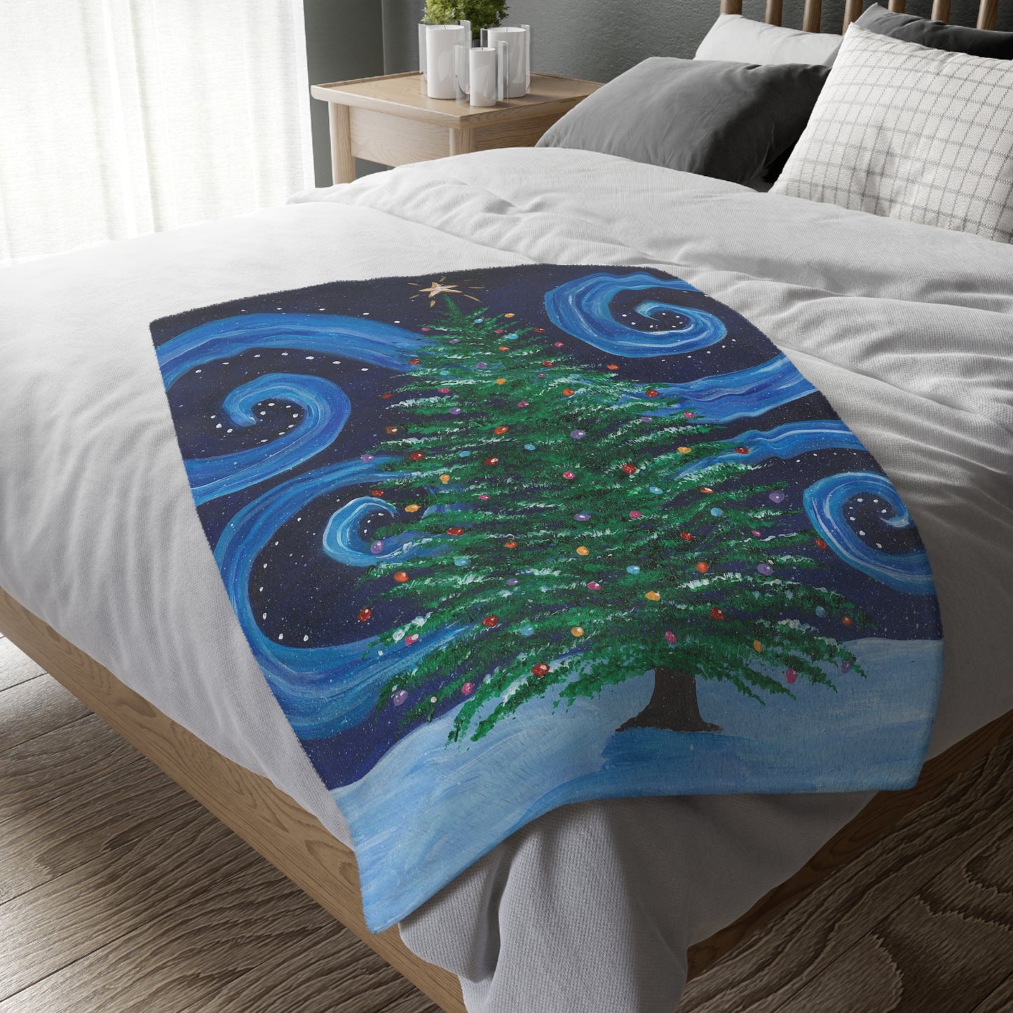 Starry, Starry Tree | Velveteen Minky Blanket (Two-sided print)