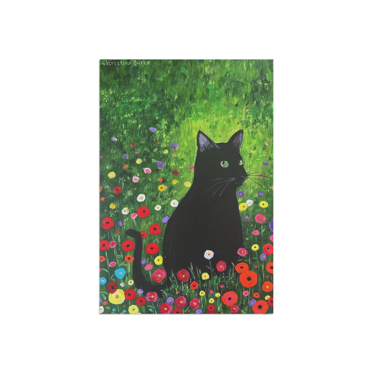Black Cat Welcome Garden Flag 12x18 |Cute Floral and Cat House Flag |Cat Lover Gift | Outdoor Yard Decor | Whimsical Kitty