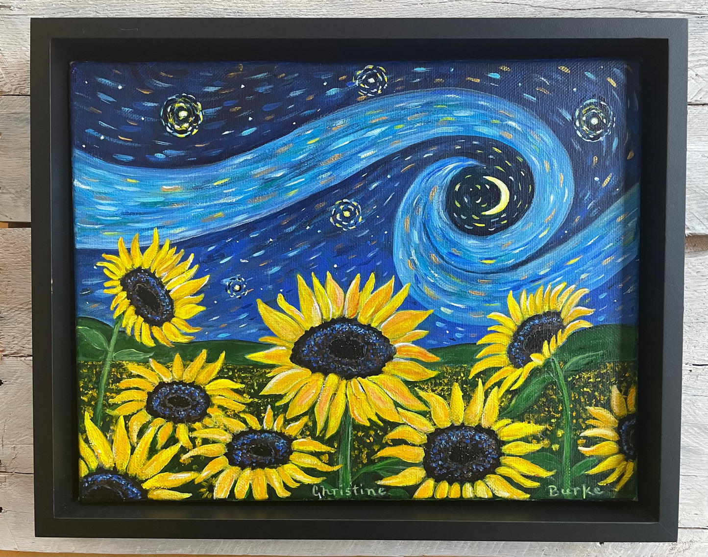 Starry, Starry Sunflowers | Original Art | Framed