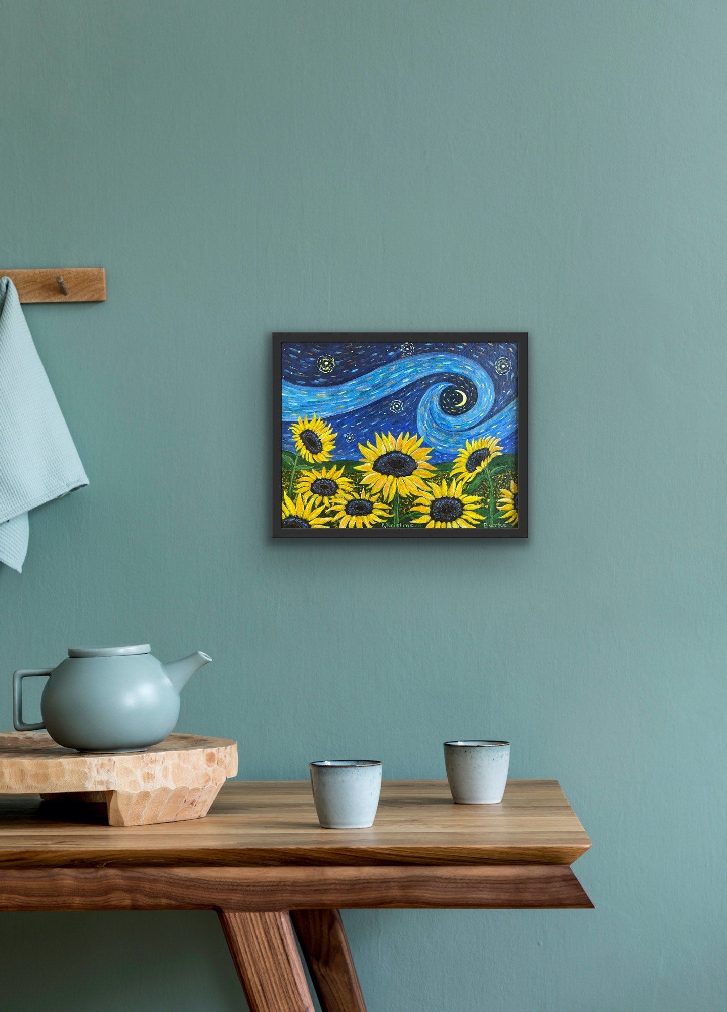 Starry, Starry Sunflowers | Original Art | Framed